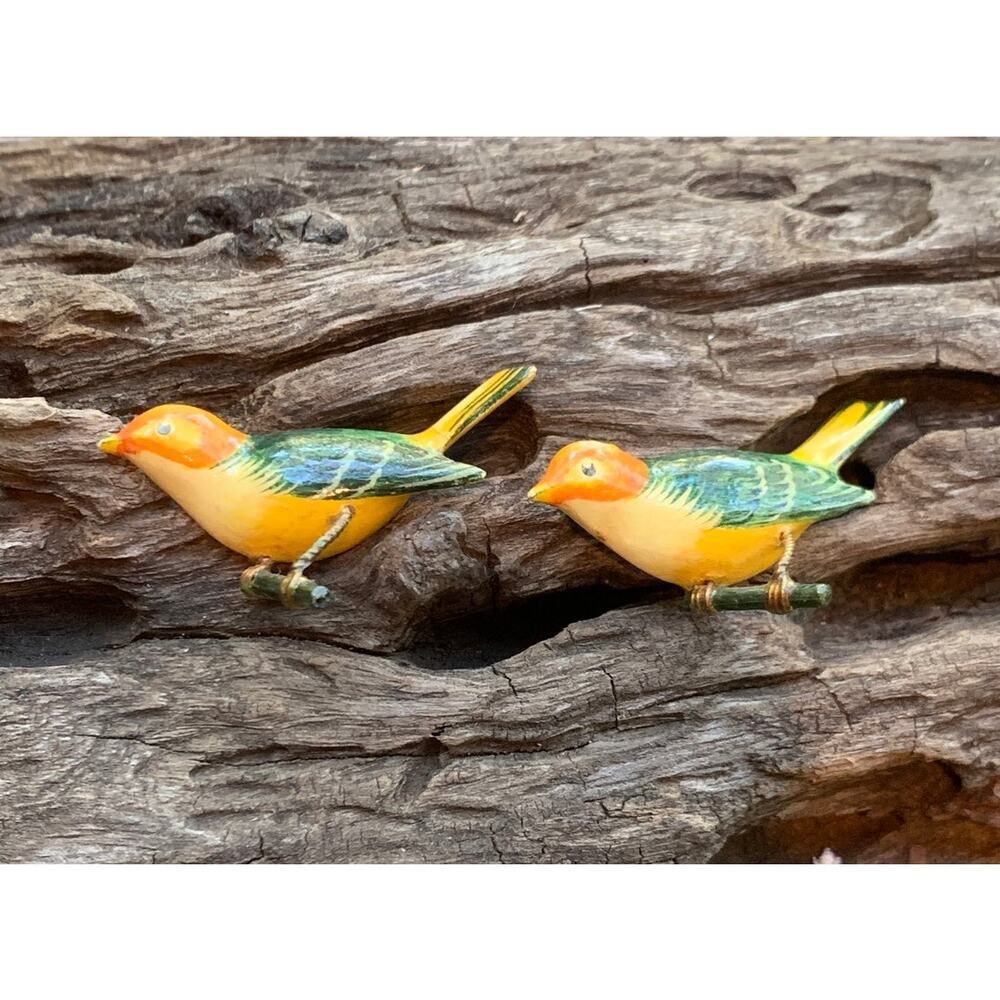 Vintage Hand Carved Takahashi Western Tanager Bird Set Read FULL DESCR.